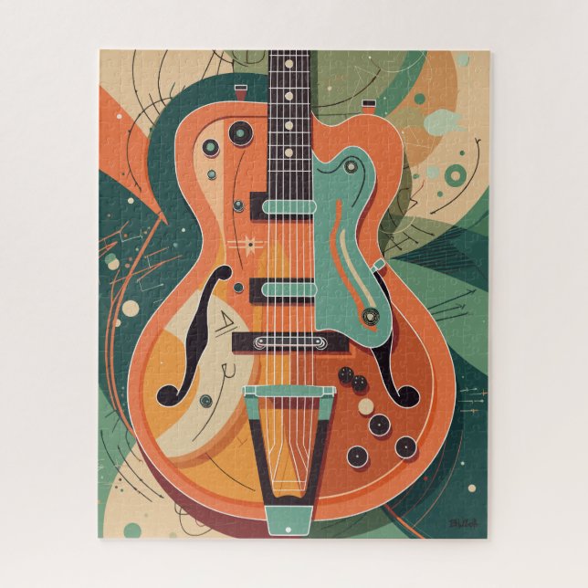 Retro Electric Guitar Illustration Jigsaw Puzzle (Vertical)