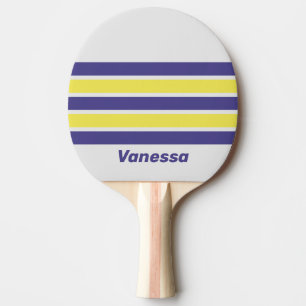 Retro Electric Lemon Grape Across Stripe with Name Ping Pong Paddle