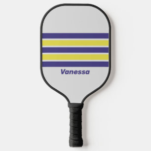 Retro Electric Lemon Grape Across Striping Name Pickleball Paddle