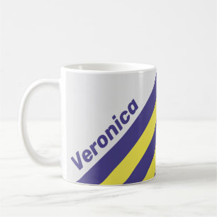 Retro Electric Lemon Grape Stripes with Name Coffee Mug
