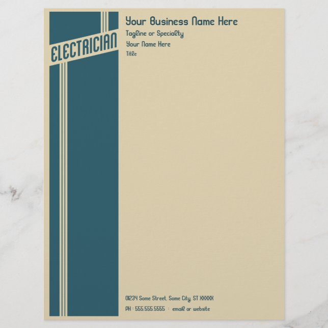 retro electrician custom letterhead (Front)