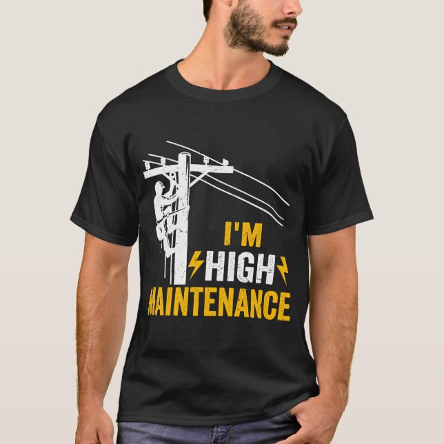 Retro Electrician Lineman Journeyman I'm High Main T-Shirt (Front)
