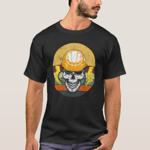Retro Electrician Skull Electrical Engineer Vintag T-Shirt