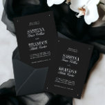 Retro Elegant Black & White Wedding  Invitation<br><div class="desc">Featuring a deep black background paired with refined serif and flowing script typography, this design captures modern sophistication with a classic touch. Perfect for black-tie weddings, elegant city receptions, or evening celebrations, it creates a polished first impression your guests will remember. Fully customisable — personalise the names, date, venue, and...</div>