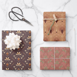 Retro Elegant Botanical Art Nouveau Inspired Wrapping Paper Sheet