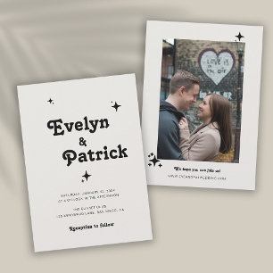 Retro Elegant Modern Minimalist Photo Wedding Invitation