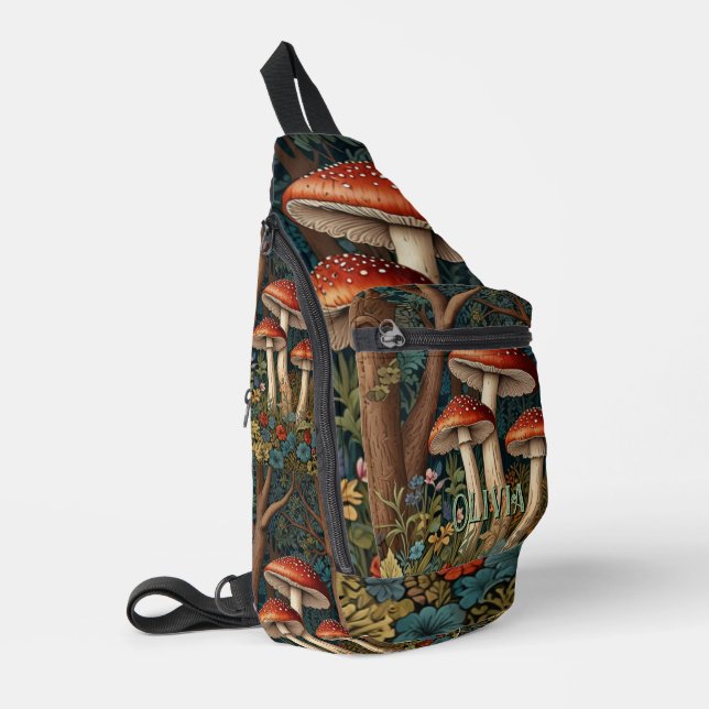Retro elegant mushroom forest sling bag (Left Corner)