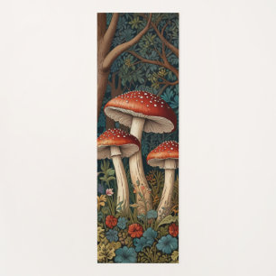Retro elegant mushroom forest yoga mat
