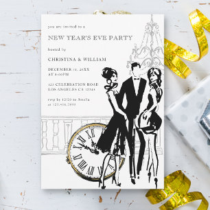 Retro Elegant New Year's Eve Party Invitation