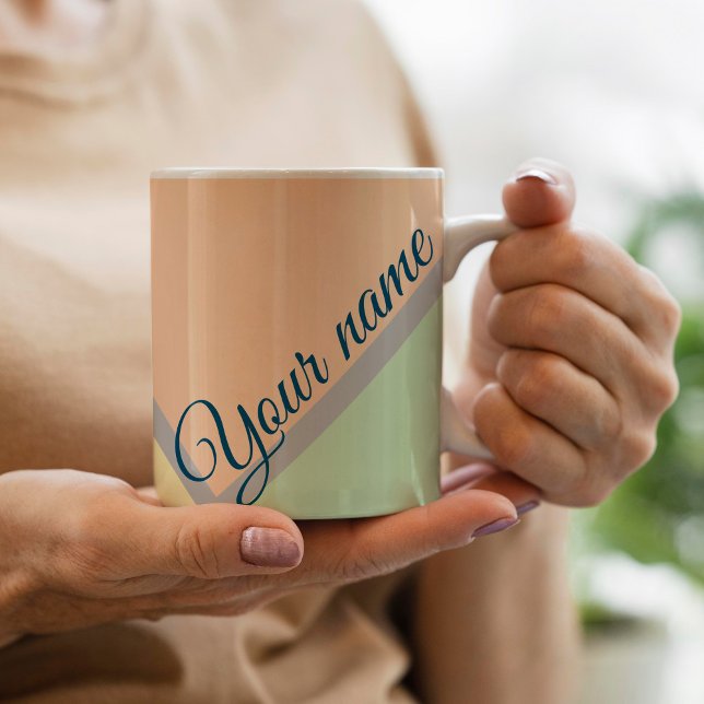 retro elegant pastel Colorblock script Custom name Coffee Mug (Creator Uploaded)