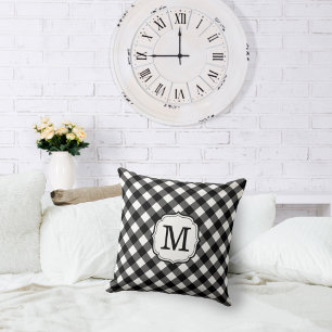 Retro Elegant Personalized Gingham Throw Pillows