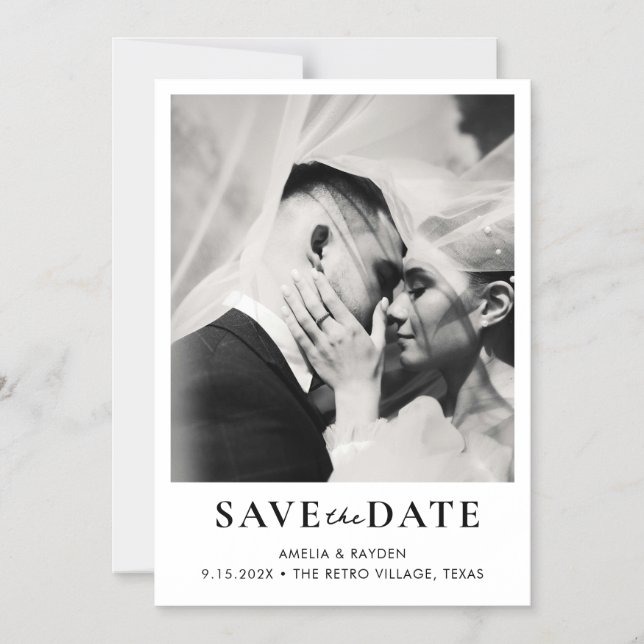 Retro Elegant Photo Wedding Save the date Magnetic Invitation (Front)
