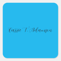 Retro Elegant Plain Sky Blue Calligraphy Name