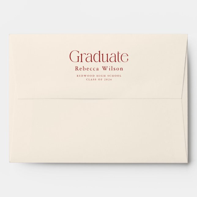 Retro Elegant Red Script Invitation Envelope (Back (Top Flap))
