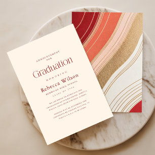 Retro Elegant Script High School Graduation Announcement