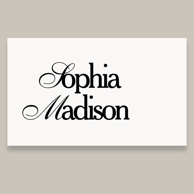 Retro Elegant Serif Script White Business Card (Creator Uploaded)