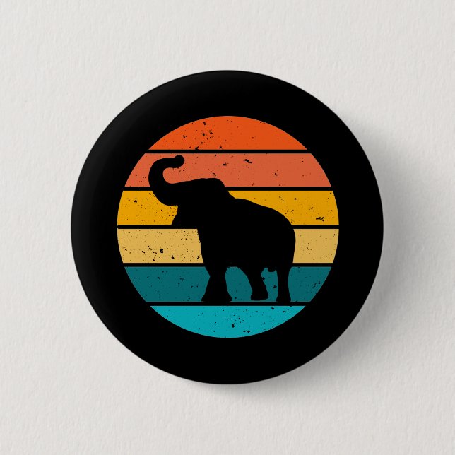 Retro Elephant 6 Cm Round Badge (Front)