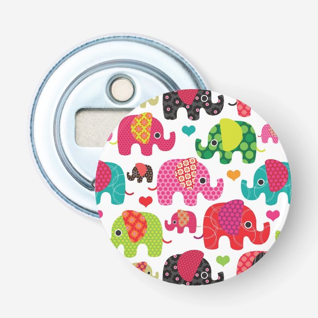 retro elephant kids pattern wallpaper bottle opener (Front)