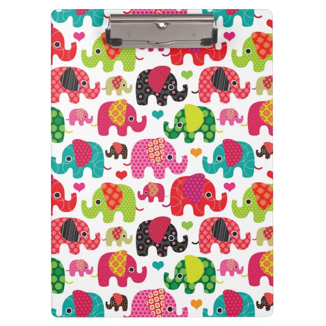 retro elephant kids pattern wallpaper clipboard (Front)
