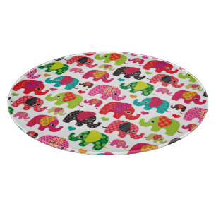 retro elephant kids pattern wallpaper cutting board