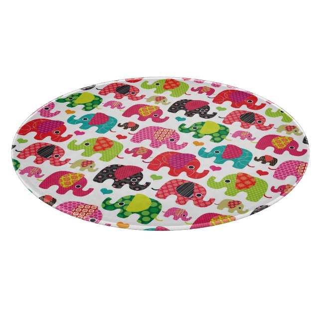 retro elephant kids pattern wallpaper cutting board (Corner)