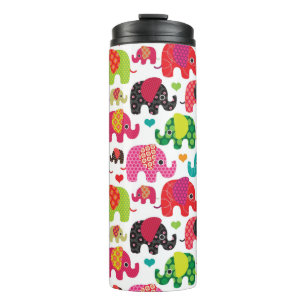 retro elephant kids pattern wallpaper thermal tumbler