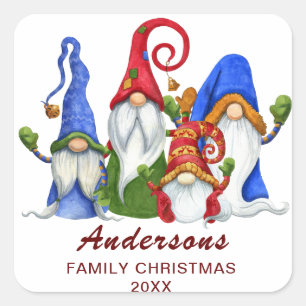 Retro  Elf Gnomes Christmas Gifts Holiday Square Sticker