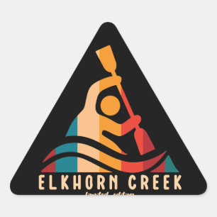 Retro Elkhorn Creek Kayaking Triangle Sticker