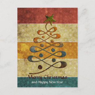 Retro Embossed Gradient Christmas Tree Postcard