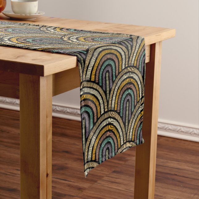 Retro Embroidery Arc Pattern Table Runner (In Situ)