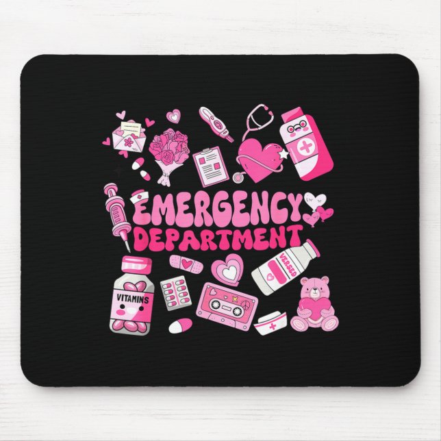 Retro Emergency Department Nk Valentine Er Nurse W Mouse Pad (Front)
