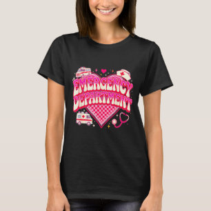 Retro Emergency Department Valentine Nk Nurse Aest T-Shirt