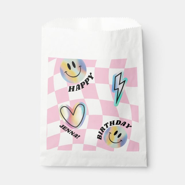 Retro Emoji Smile Birthday For Girls Favour Bag (Front)