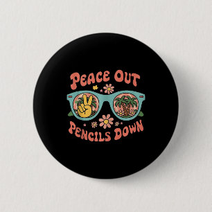 Retro End Of School Year Teacher Summer Last Day T 6 Cm Round Badge