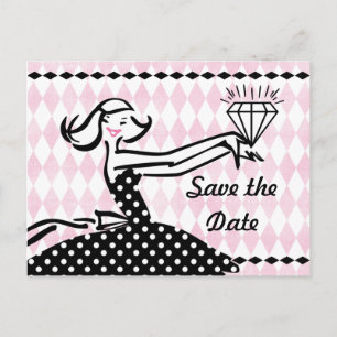 Retro Engaged II Save The Date Postcard