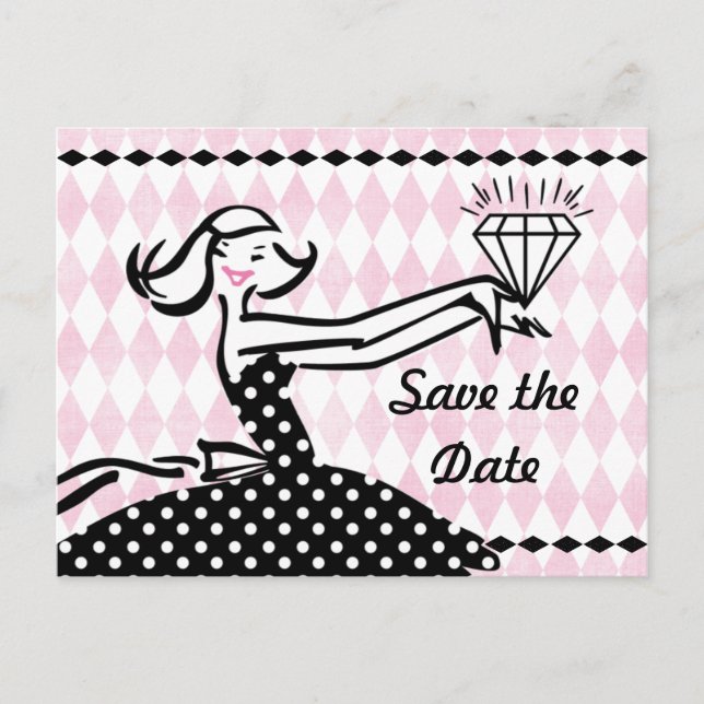 Retro Engaged II Save The Date Postcard (Front)