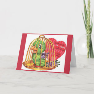 Retro Engagement Parrot Valentine's Day Card