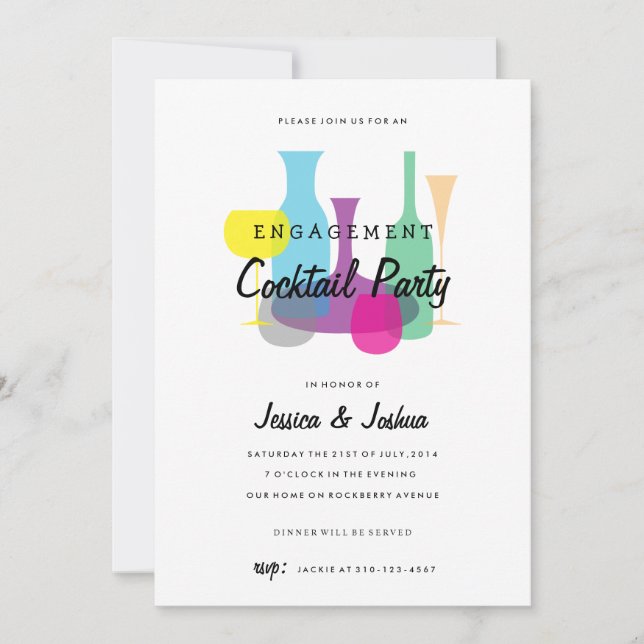 Retro Engagement Party | Cocktail Party Invitation (Front)