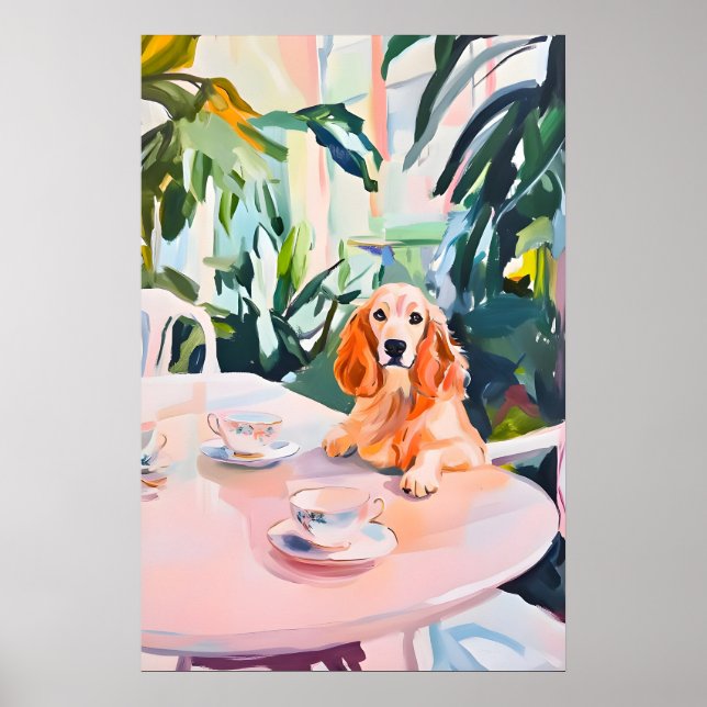 Retro English Cocker Spaniel Poster, Cocker Poster (Front)