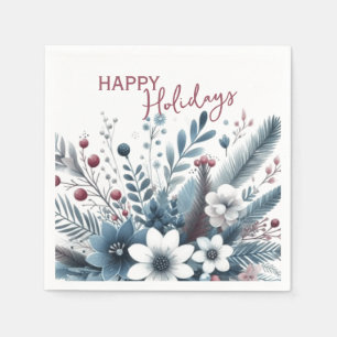 Retro English Holiday Wreath With Cute Squirrels Napkin