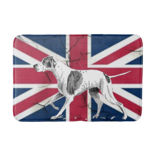 Retro English pointer dog British union jack flag Bath Mat