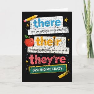 Retro English Teacher Grammar Humour There Their T Card