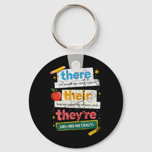 Retro English Teacher Grammar Humour There Their T Key Ring
