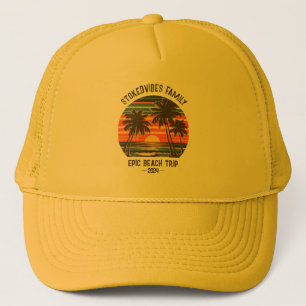 Retro Epic Family Beach Trip Personalised Vacation Trucker Hat