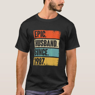 Retro Epic Husband Since 1987 35th Wedding Anivers T-Shirt