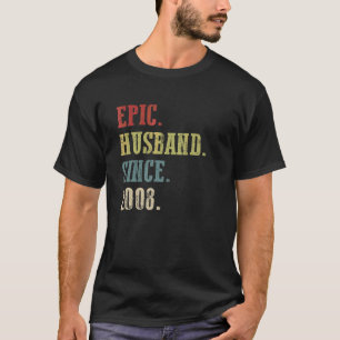 Retro Epic Husband Since 2008 14th Wedding Aniver T-Shirt