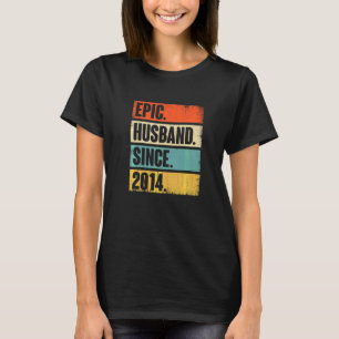 Retro Epic Husband Since 2014 8th Wedding Aniversa T-Shirt