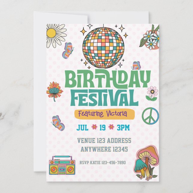 Retro Era Birthday Festival Invitation (Front)