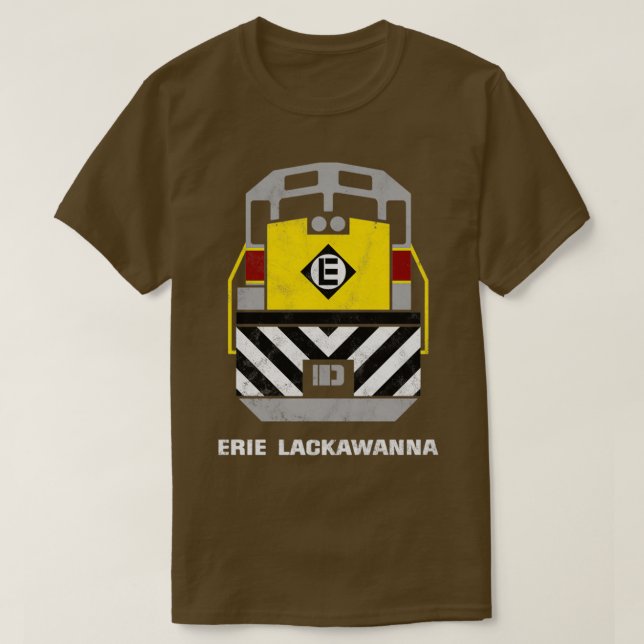 Retro Erie Lackawanna Railroad Train Engine T-Shirt (Design Front)