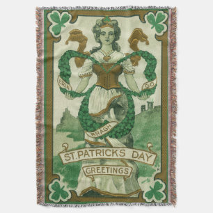 Retro - Erin Go Braugh. St. Patricks Day Greetings Throw Blanket